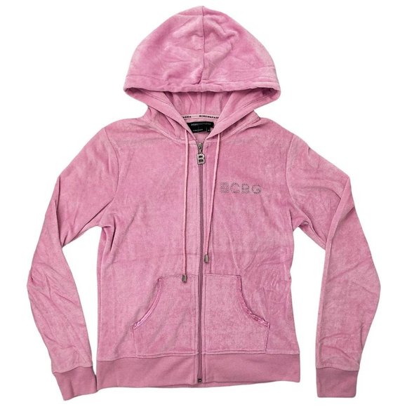🍓Y2K PINK VELOUR BCBG TRACK SUIT HOODIE🍓 - Picture 1 of 4